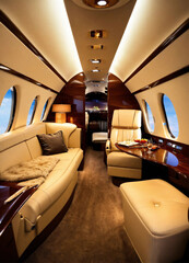 Obraz premium Interior and exterior of a luxury private jet