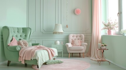 Elegant Mint Green Mix Soft Pink Haven