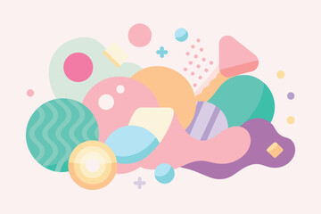 Form vector patterns design in cute pastel tones