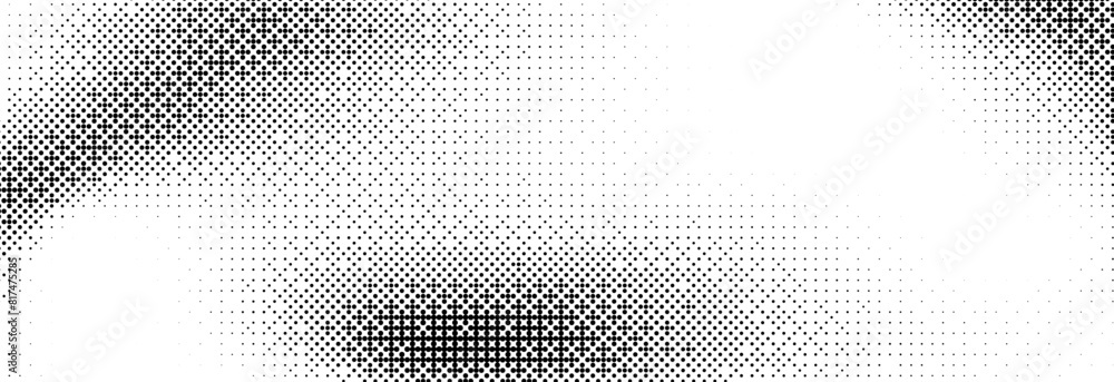 Wall mural pixelated bitmap gradient texture. black and white dither pattern wallpaper. abstract glitchy patter