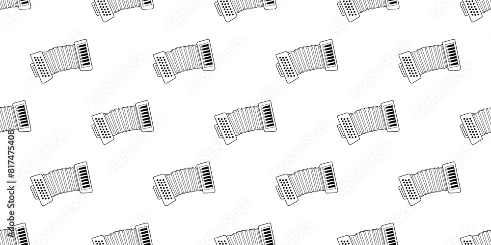 Poster accordion music instrument pattern drawing design