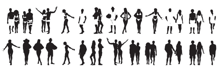 beach people collection set silhouette