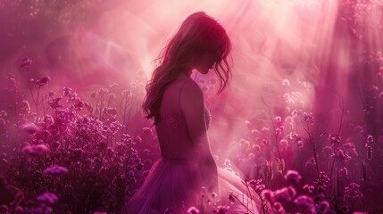Ethereal Blush Purple and Red Dreamland: an ethereal and enchanting portrait-oriented backdrop in...
