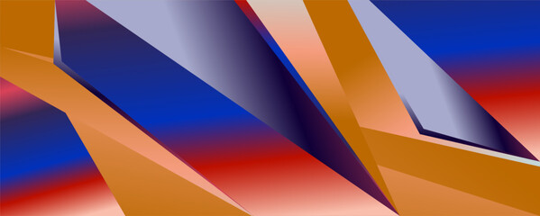 Abstract Geometric blue, pink, and colorful metallic background for technology and science design