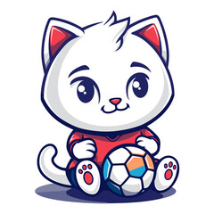 Adorable Cat Logo with Soccer Ball for Your Team Soccer