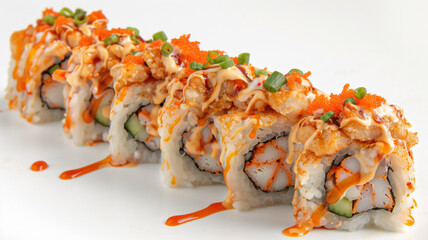Sushi set isolated on white background.