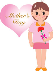 母の日のカーネーションを持つ女の子
