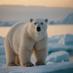 Naklejka premium a polar bear standing on a piece of ice