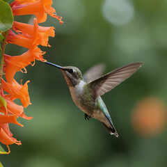 Fototapeta premium a hummingbird that is flying around a flower