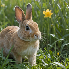 Fototapeta premium a small rabbit that is standing in the grass