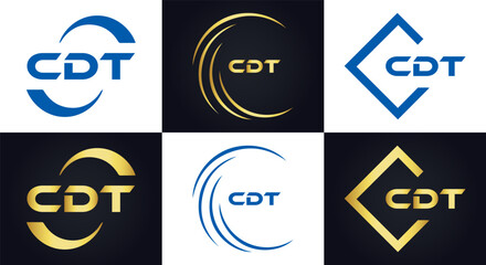 CDT logo. C D T design. White CDT letter. CDT, C D T letter logo design. C D T letter logo design in FIVE, FOUR, THREE, style. letter logo set in one artboard. C D T letter logo vector design.