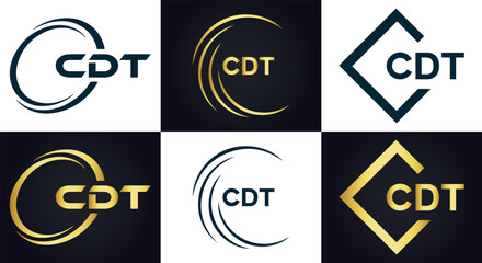 CDT logo. C D T design. White CDT letter. CDT, C D T letter logo design. C D T letter logo design in FIVE, FOUR, THREE, style. letter logo set in one artboard. C D T letter logo vector design.