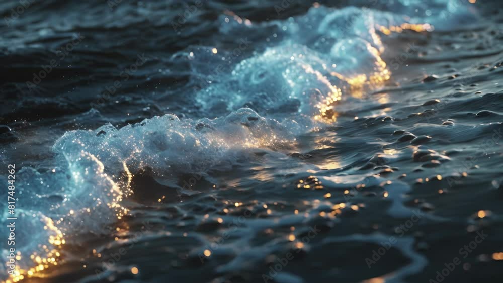 Aufkleber the gentle movement of waves illuminated by bioluminescent algae creating a magical atmosphere on th