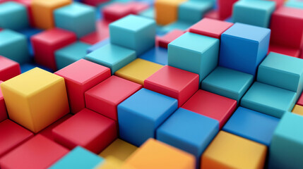 Obraz premium Colorful 3D Blocks, Abstract Pattern