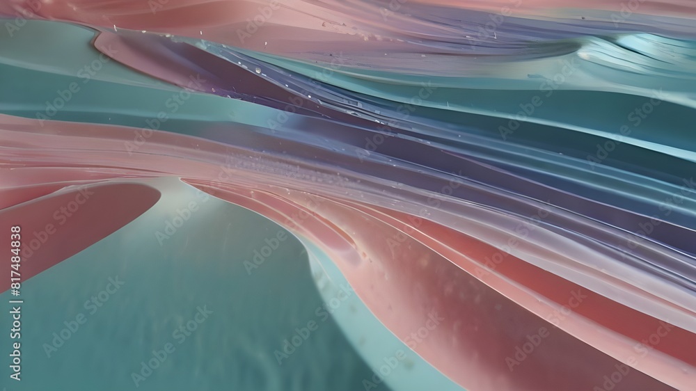 Aufkleber 3d to 2d ripple, three-dimensional waves dissolving into a two-dimensional surface, pastel water eff