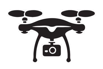 Drone silhouette vector, drone camera icon silhouette vector illustration