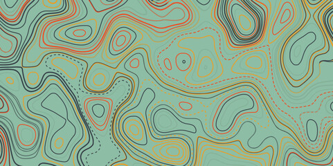 Topographic map backdrop. Conditional geography scheme and the terrain path. Contour line abstract background.