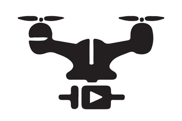 Drone silhouette vector, drone camera icon silhouette vector illustration