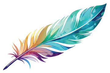 Watercolor Vector Feather on white background