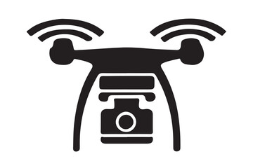 Drone silhouette vector, drone camera icon silhouette vector illustration