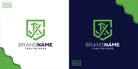 Creative JK Castle Letter Logo Shield logo, Design Inspiration, Illustration, Vector