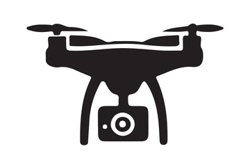 Drone silhouette vector, drone camera icon silhouette vector illustration