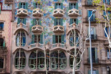 Barcelona, Spain: front view of Casa Battlò designed by the spanish architect Antoni Gaudì.