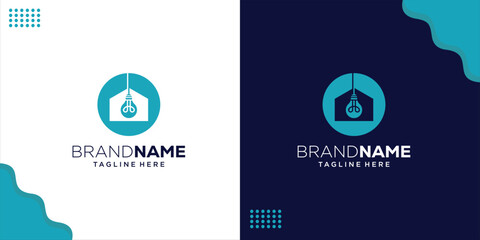 Creative Bulb House Logo, Smart Home Idea with Circles, Design Inspiration, Illustration, Vector