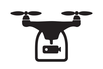 Drone silhouette vector, drone camera icon silhouette vector illustration