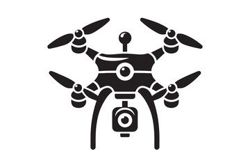 Drone silhouette vector, drone camera icon silhouette vector illustration