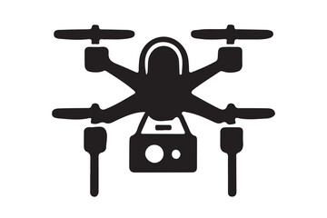 Drone silhouette vector, drone camera icon silhouette vector illustration