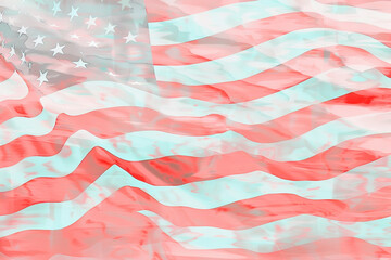 Naklejka premium Flag soldier in praying stance, classic village, Memorial Day.