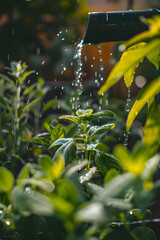 water drops on the leaves. Generative AI