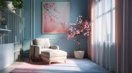 Soft Pink Blush Blue Serenity