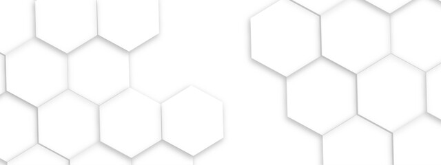 Abstract white hexagonal geometric background with shadow. Luxury White 3D futuristic honeycomb mosaic white background. Abstract white lines background. Vector Illustration.