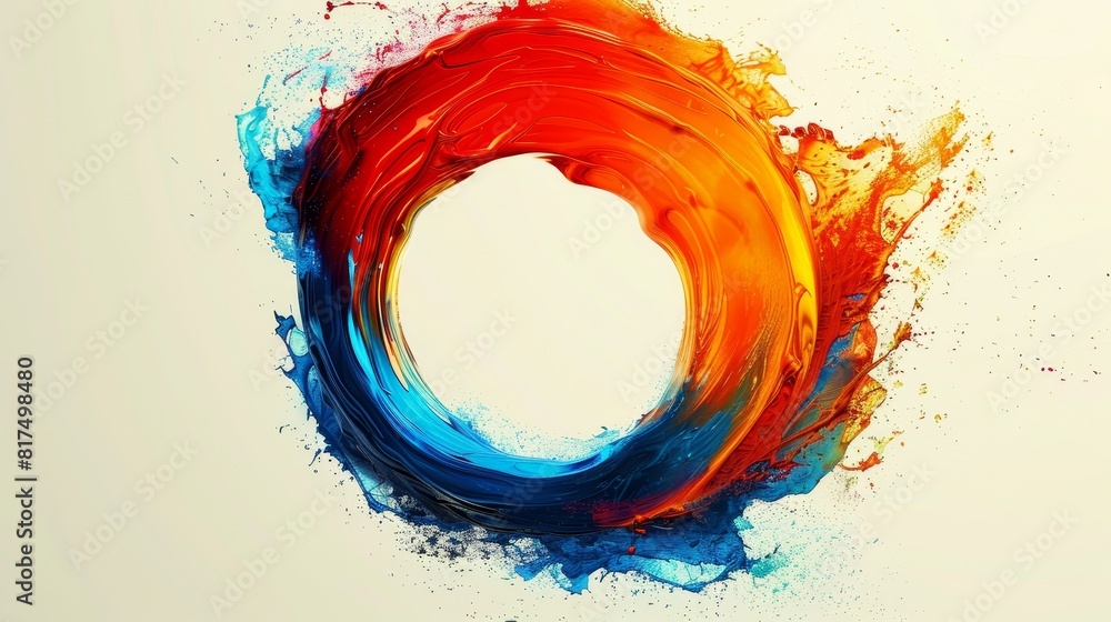 Poster a dynamic display of colorful paint splashes artistically forming an elegant circular shape