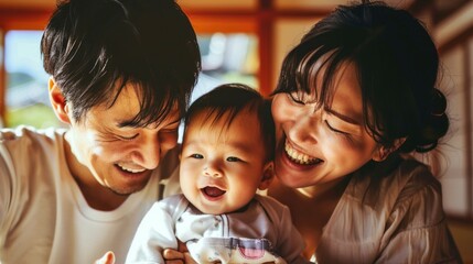 portrait of cheerfully family