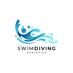 swimmer and diver logos with people and water that give a cheerful and energetic impression