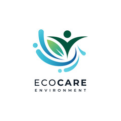 environmental care logo with people, leaves and water