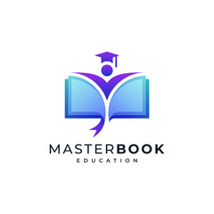 education and knowledge logo with colorful people and books