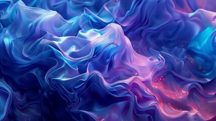 Fototapeta premium 3d abstract blue and purple background with flowing smoke, wavy liquid texture 