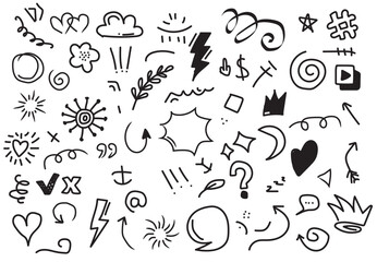 doodle set of hand drawn arrows .Vector doodle design elements. Illustration on a white background for business infographics, banners, web and concept design.