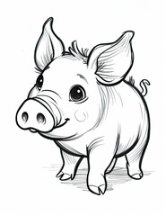 Naklejka premium Pig coloring book for kids