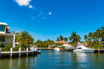 Vacation in summer paradise. Luxury house apartment at summertime. Travel to bay at Florida. Dreamy...