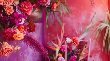 Vibrant Blush and Red Wonderland: Craft a vibrant and lively portrait-oriented backdrop in blush purple and red, filled with excitement and joy for endless exploration