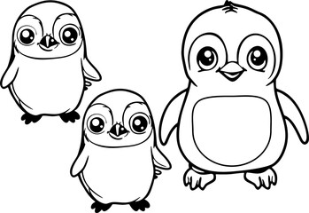 set of funny cartoon penguins