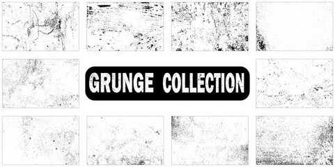 Grunge textures set. Black color. Dirty and grungy textured effect. Vector illustration.