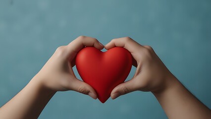 Obraz premium hands hold a red heart