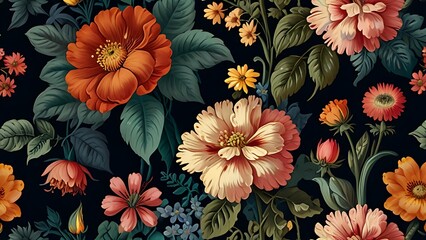 beautiful fantasy vintage wallpaper botanical flower bunch