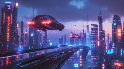 Abstract fictional cityscape futuristic urban architecture with lots of technology.